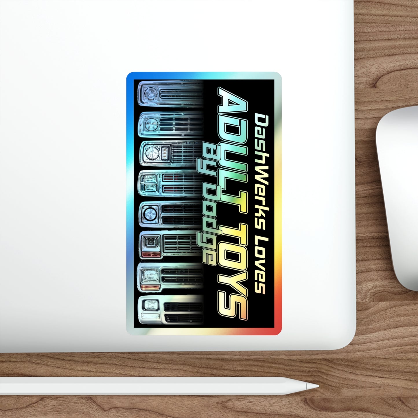 Personalized Adult Toys By Dodge Holographic Die-Cut Stickers