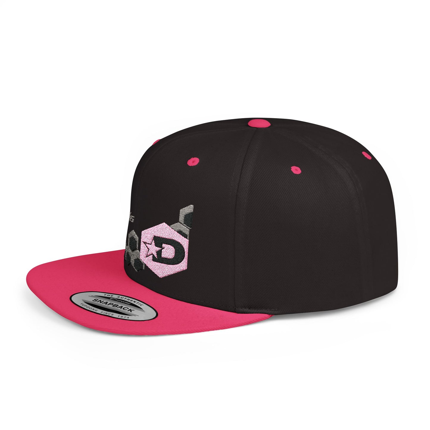 Dash Werks Pink Hexagon Flat Bill Snapback Hat