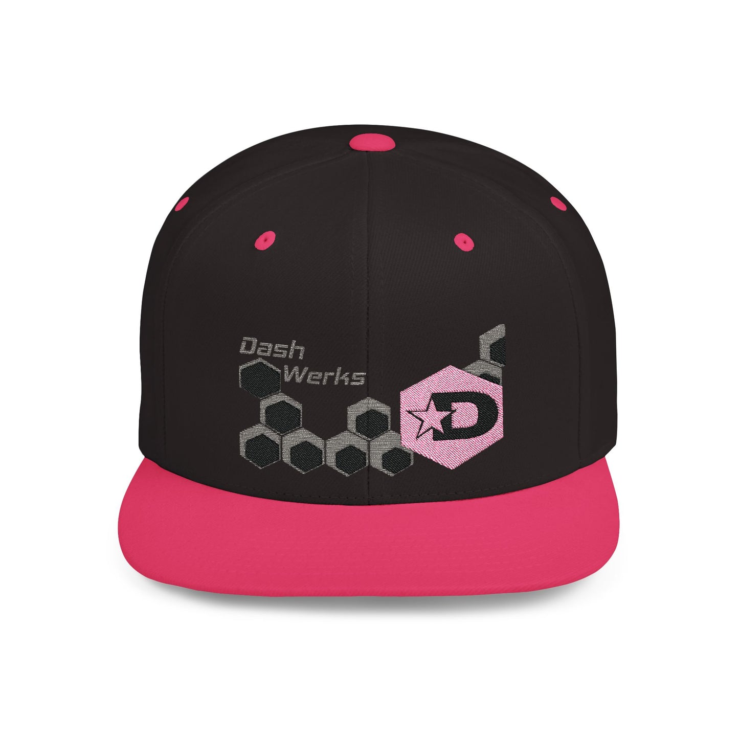 Dash Werks Pink Hexagon Flat Bill Snapback Hat